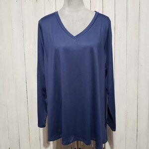 Anygrew XXL Tunic Top Blue Stretch Women's 2X Long Sleeve Minimalist Casual Cozy